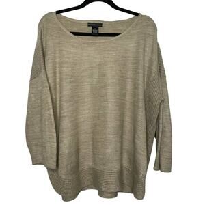Design History Sweatshirt Long Sleeve‎ Knitted Pullover Brown Plus 1X Lagenlook